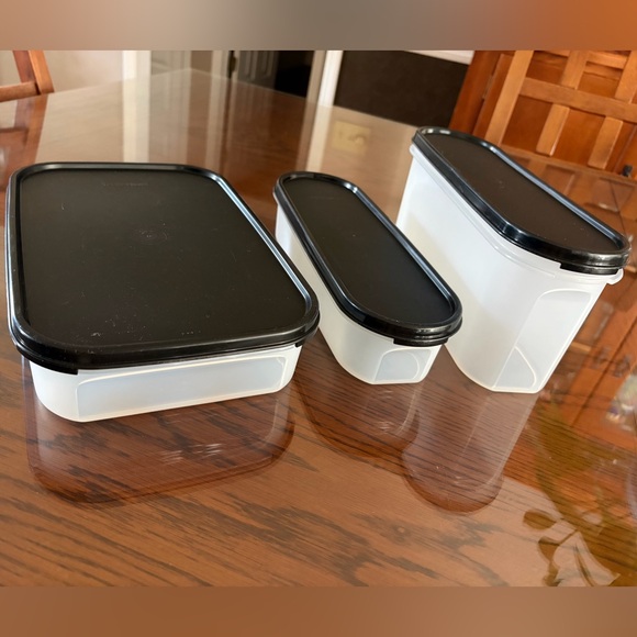 Tupperware Other - Tupperware 3 Pieces Set Black and White Kitchen Storage Container